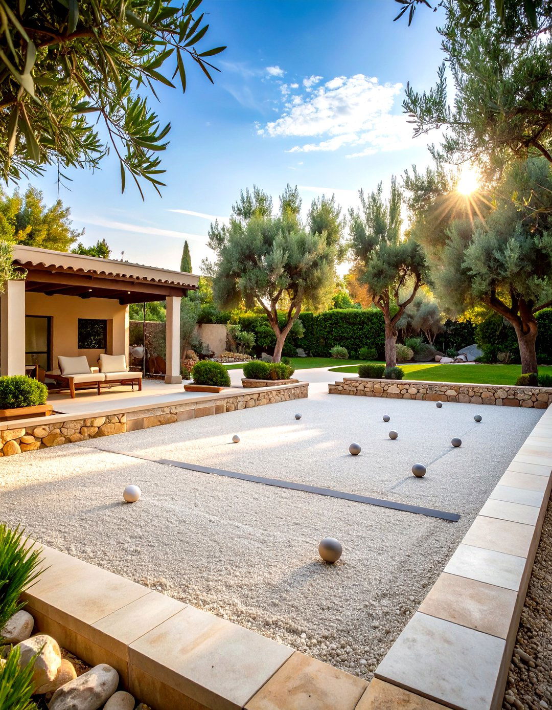 Bocce Ball Court Integration - 24 Mediterranean Garden Ideas