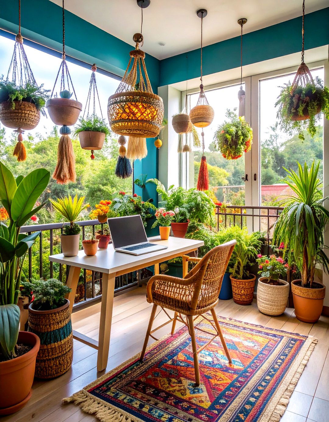 Bohemian Balcony Retreat - 24 Balcony Office Ideas