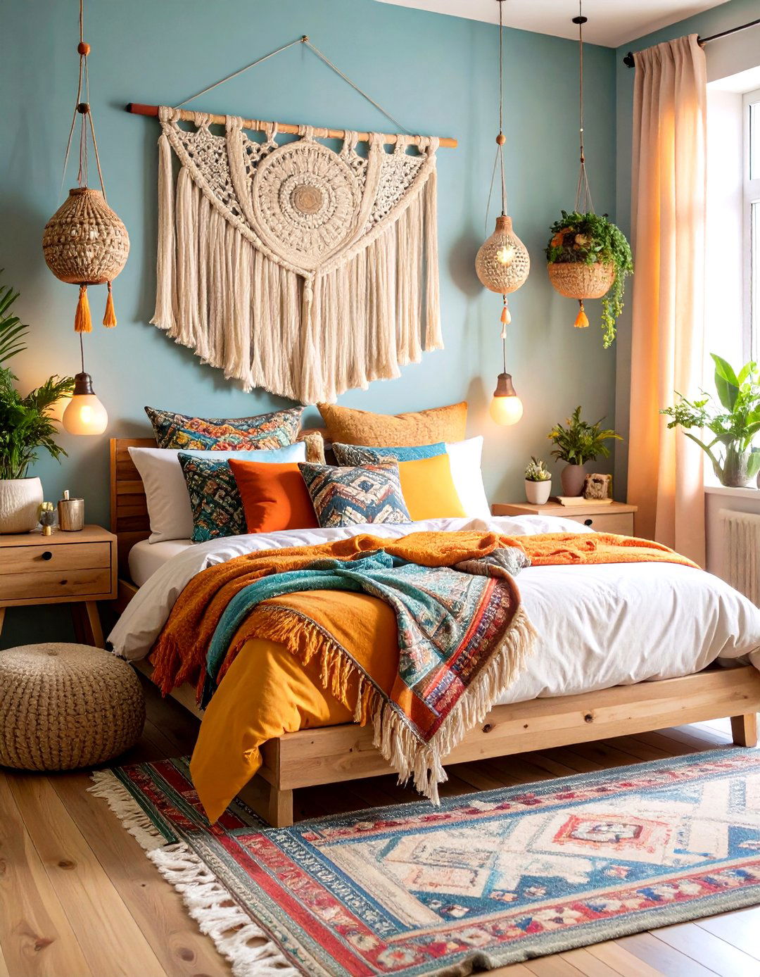 Bohemian Bed Nook with Textile Layers - 24 Bed Nook Ideas