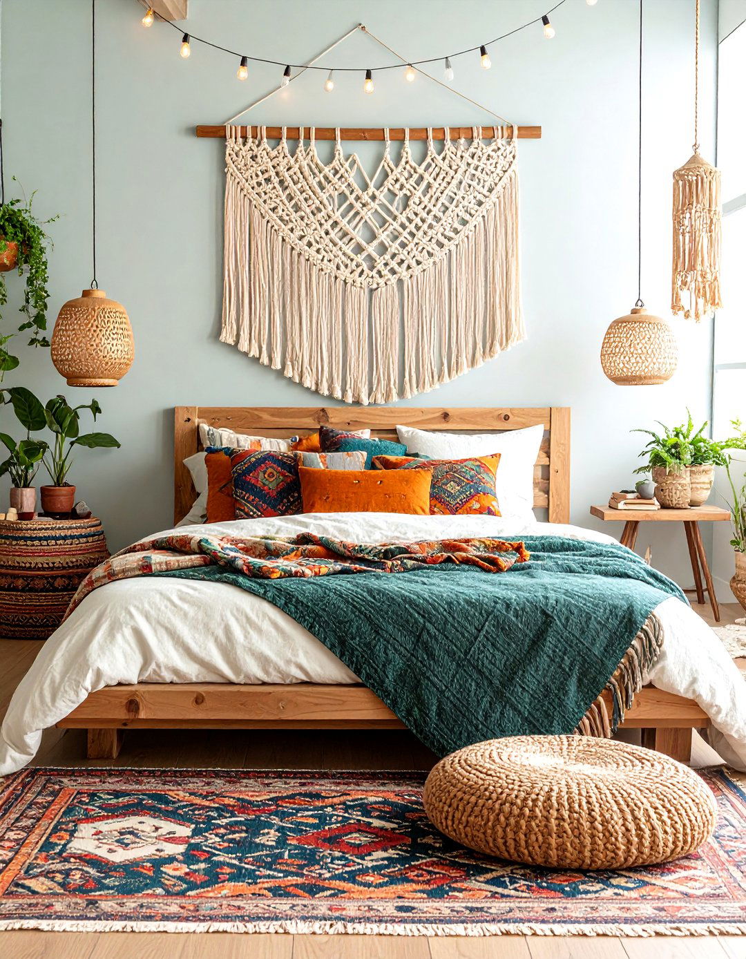 Bohemian Bedroom with Layered Textiles - 24 Apartment Decorating Ideas