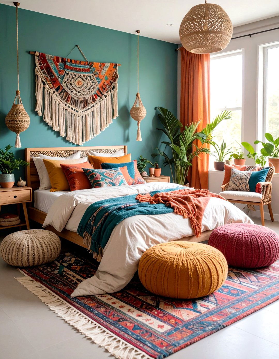 Bohemian Blue Beige Eclectic Space - 24 blue and beige bedroom ideas