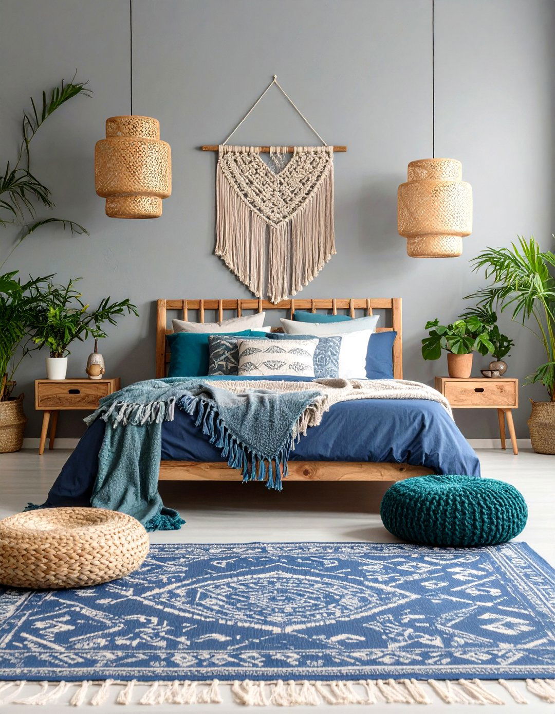 Bohemian Blue Grey Eclectic Mix - 24 Blue and Grey Bedroom Ideas