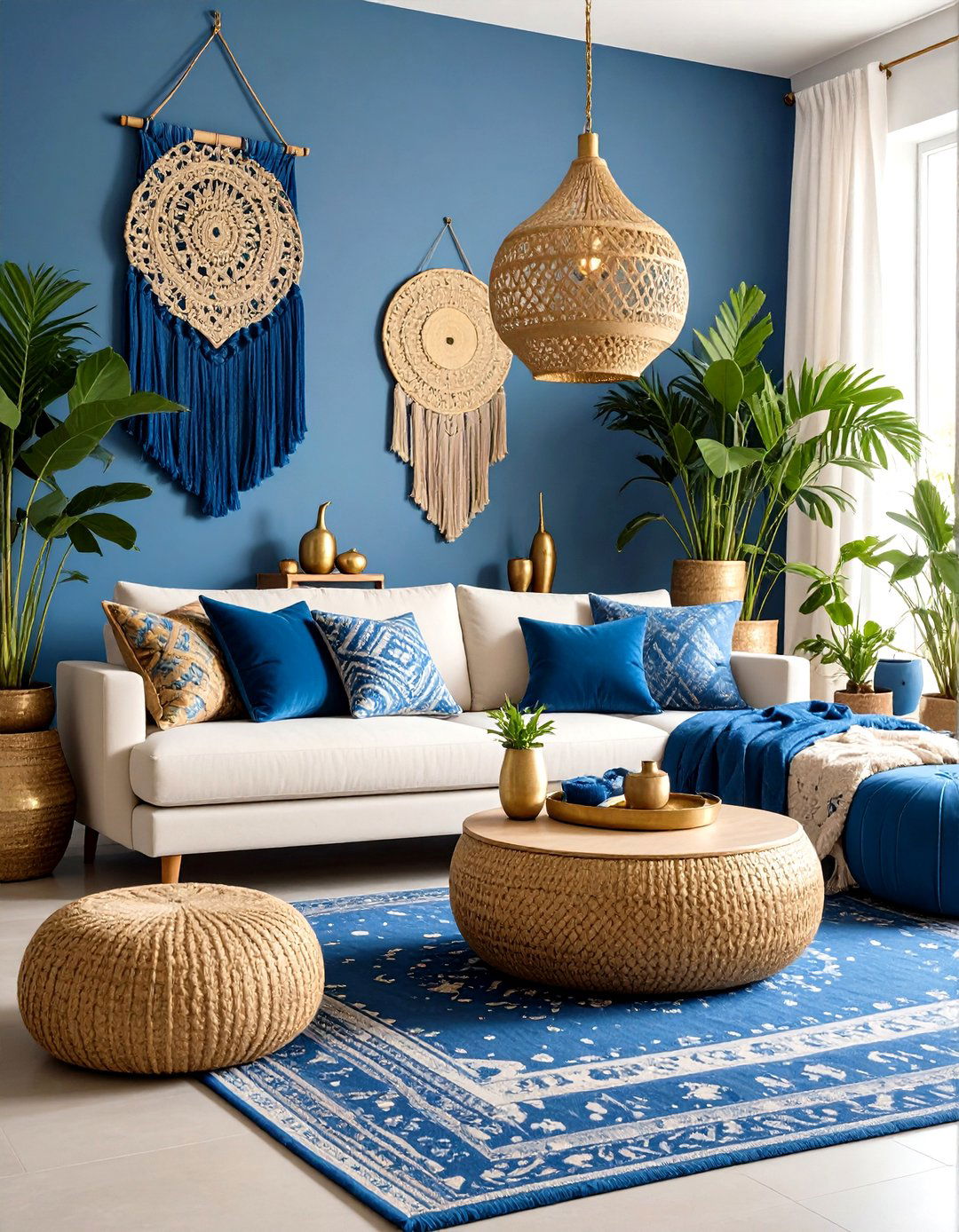 Bohemian Blue and Gold Eclectic Mix - 24 Blue and Gold Living Room Ideas