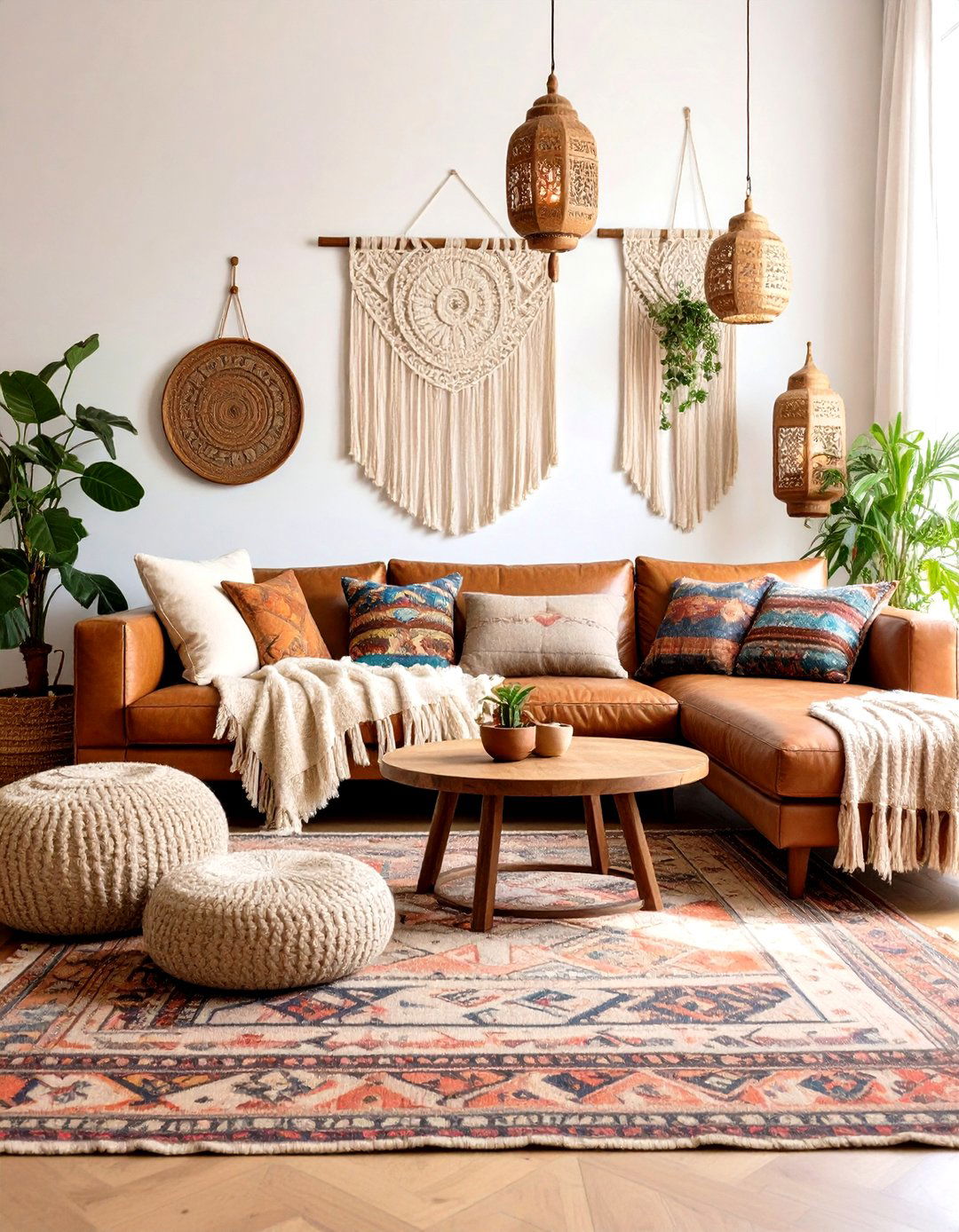 Bohemian Brown Leather Sofa Styling - 24 Brown Leather Couch Living Room Ideas