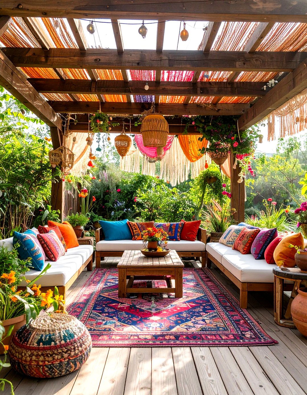 Bohemian Chic Pergola Atmosphere - 24 Patio With a Pergola Ideas