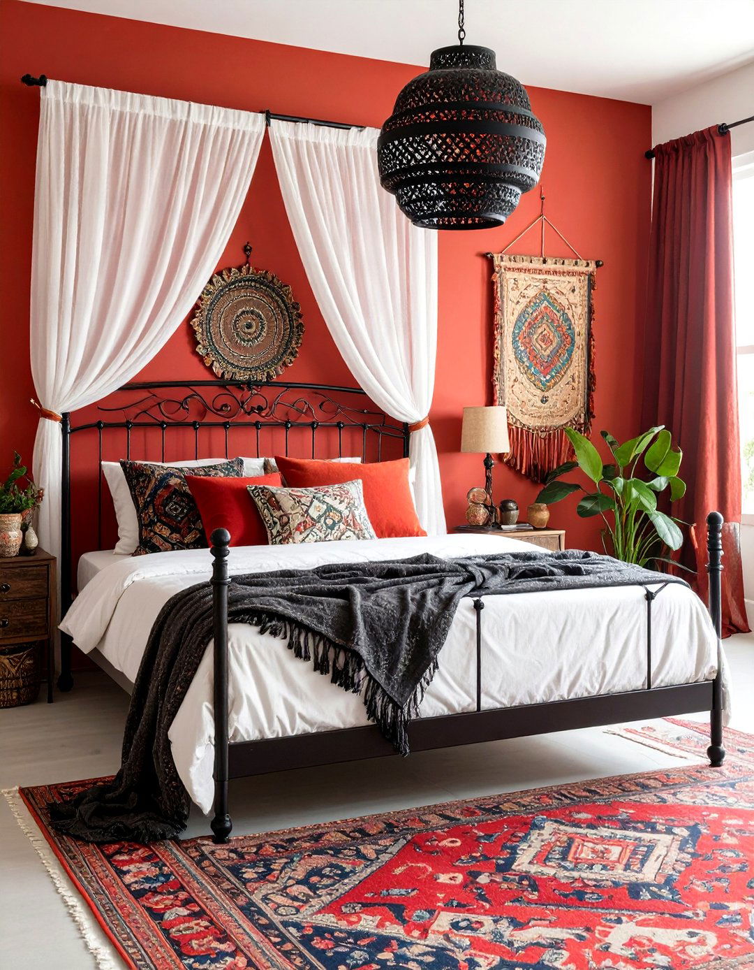 Bohemian Chic Red Black White Bedroom - 24 red black and white bedroom ideas