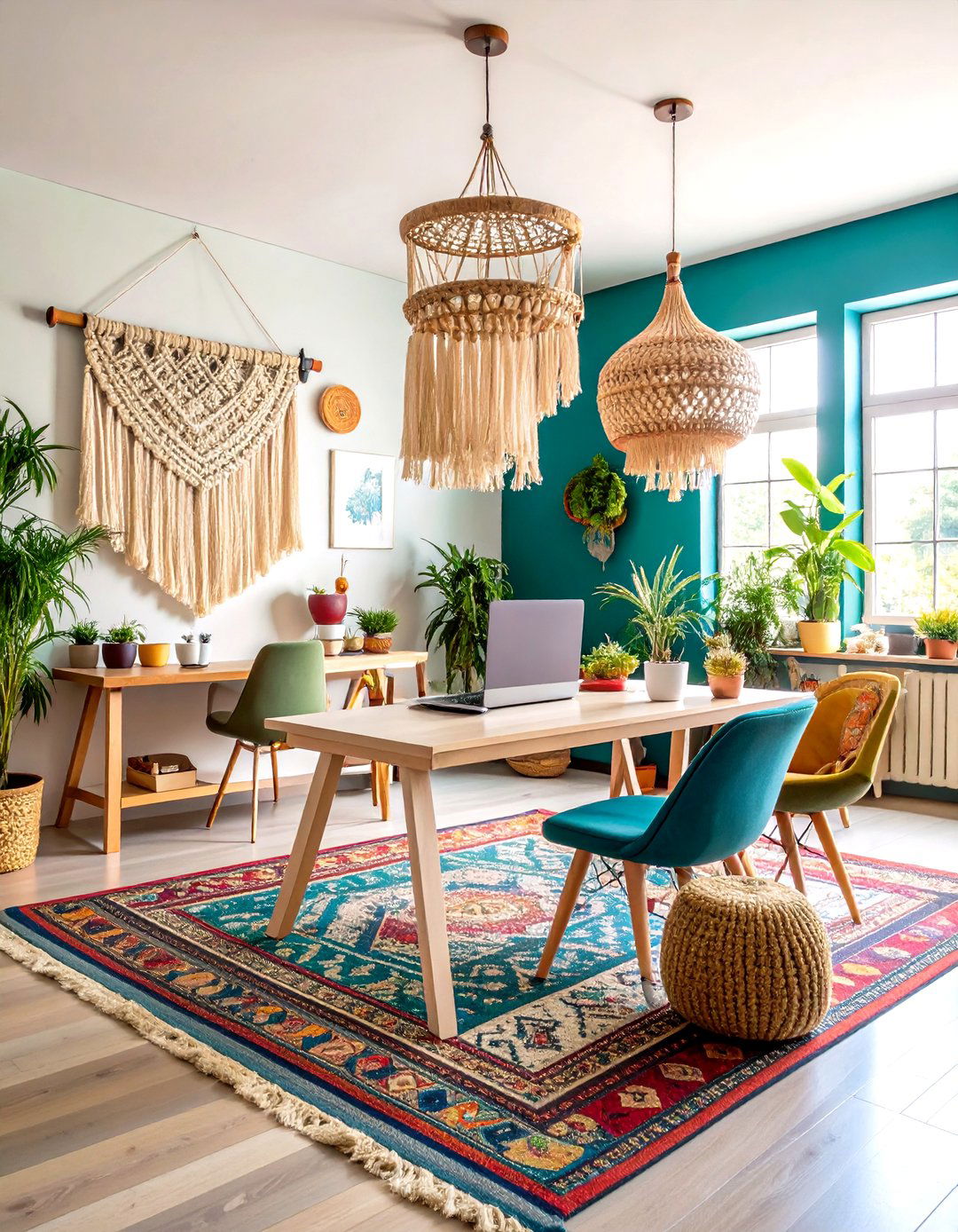 Bohemian Creative Workspace - 24 Modern Home Office Ideas