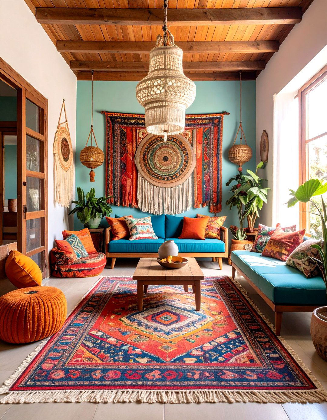 Bohemian Eclectic Foyer with Layered Textures - 24 Foyer Decor Ideas