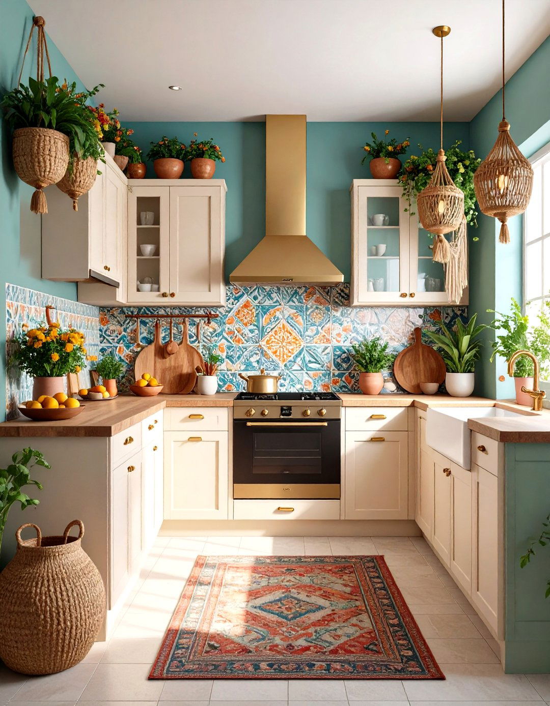 Bohemian Eclectic Kitchen with Colorful Tile Patterns - 24 Small Kitchen Ideas on a Budget