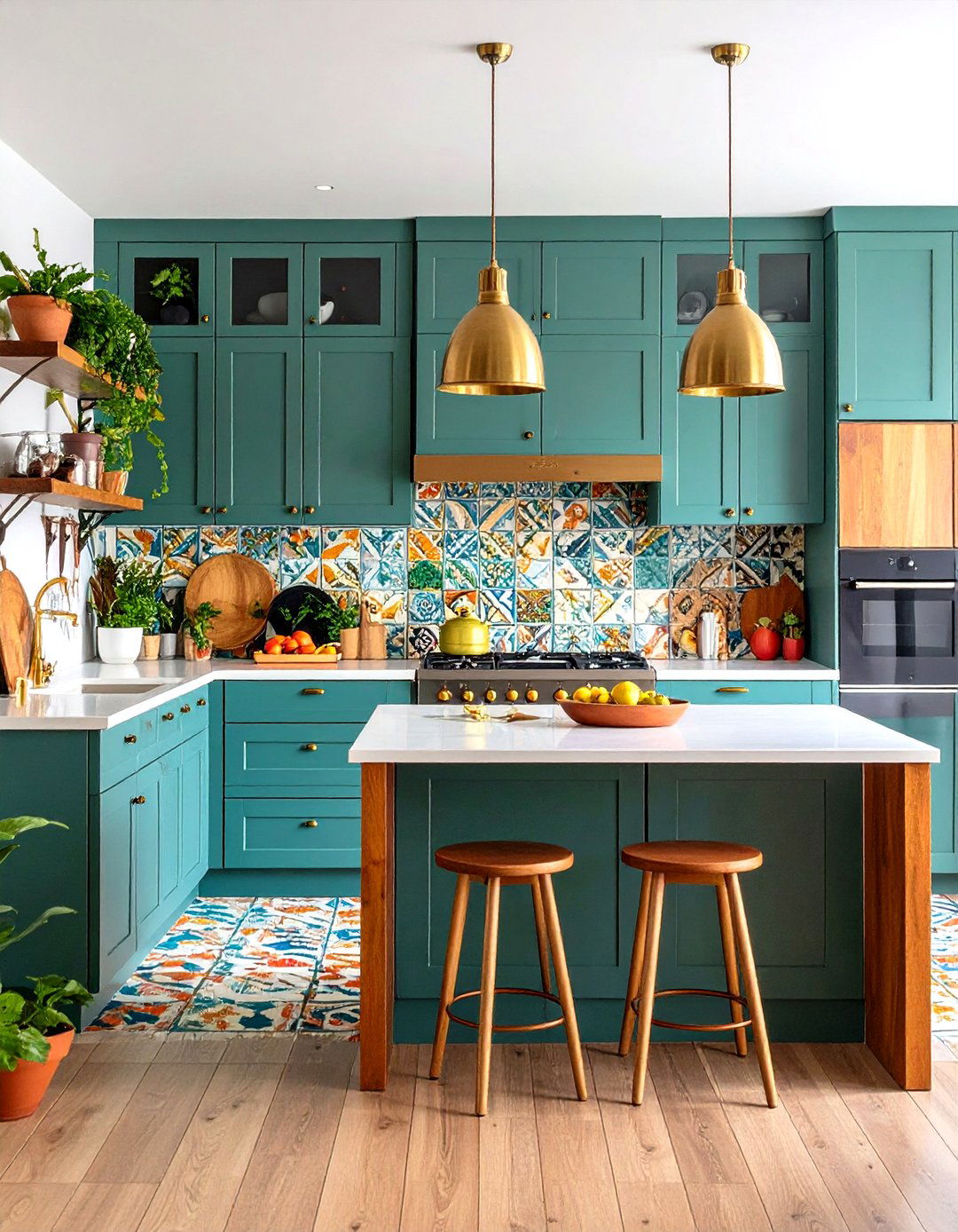 Bohemian Eclectic Kitchenette with Colorful Tiles - 24 Kitchenette Ideas