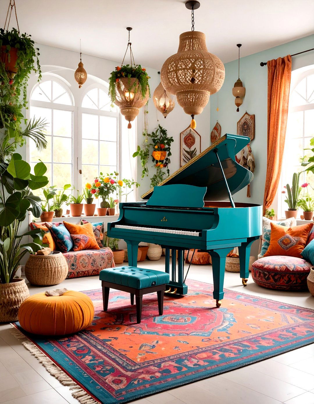 Bohemian Eclectic Music Room - 24 Piano Room Ideas
