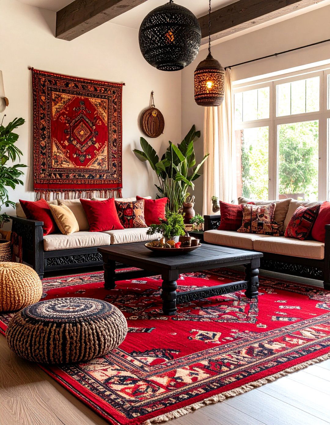 Bohemian Eclectic Red and Black Fusion - 24 Black and Red Living Room Ideas