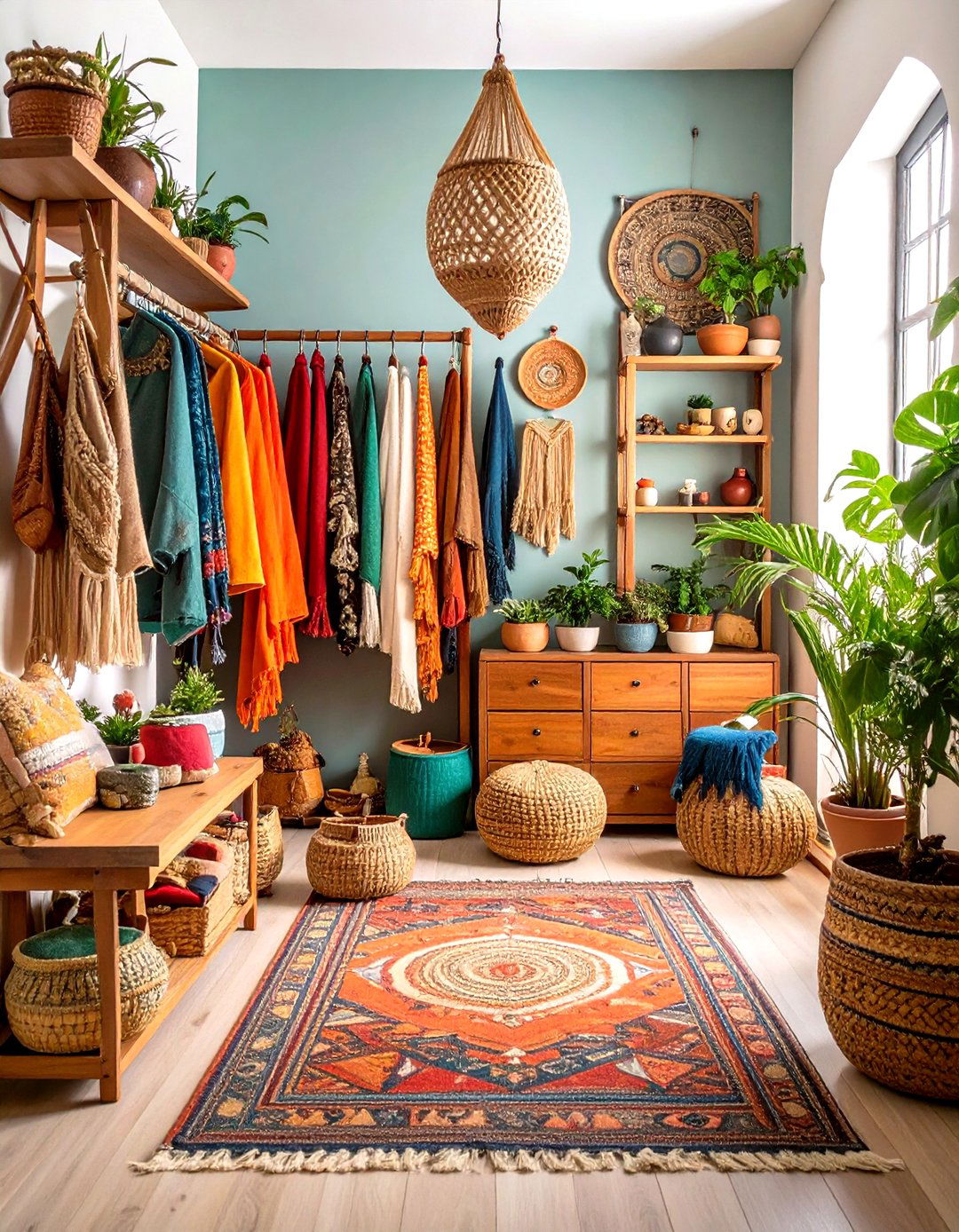 Bohemian Entry Closet with Colorful Textiles and Global Accents - 24 Entry Closet Ideas