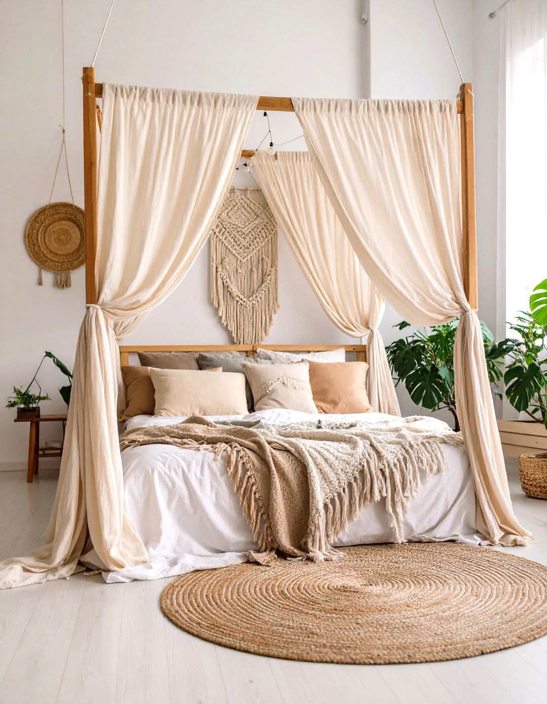 Bohemian Fabric Draped Canopy - 24 Canopy Bed Ideas
