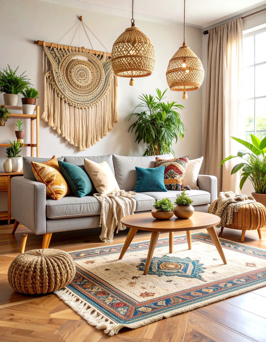 Bohemian Grey Couch Styling - 24 Grey Couch Living Room Ideas