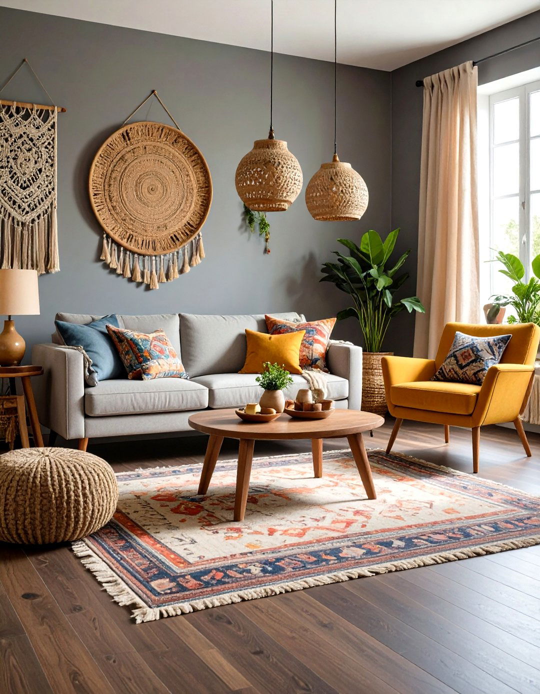 Bohemian Grey Living Room Concept - 24 Grey Living Room With Dark Wood Floors