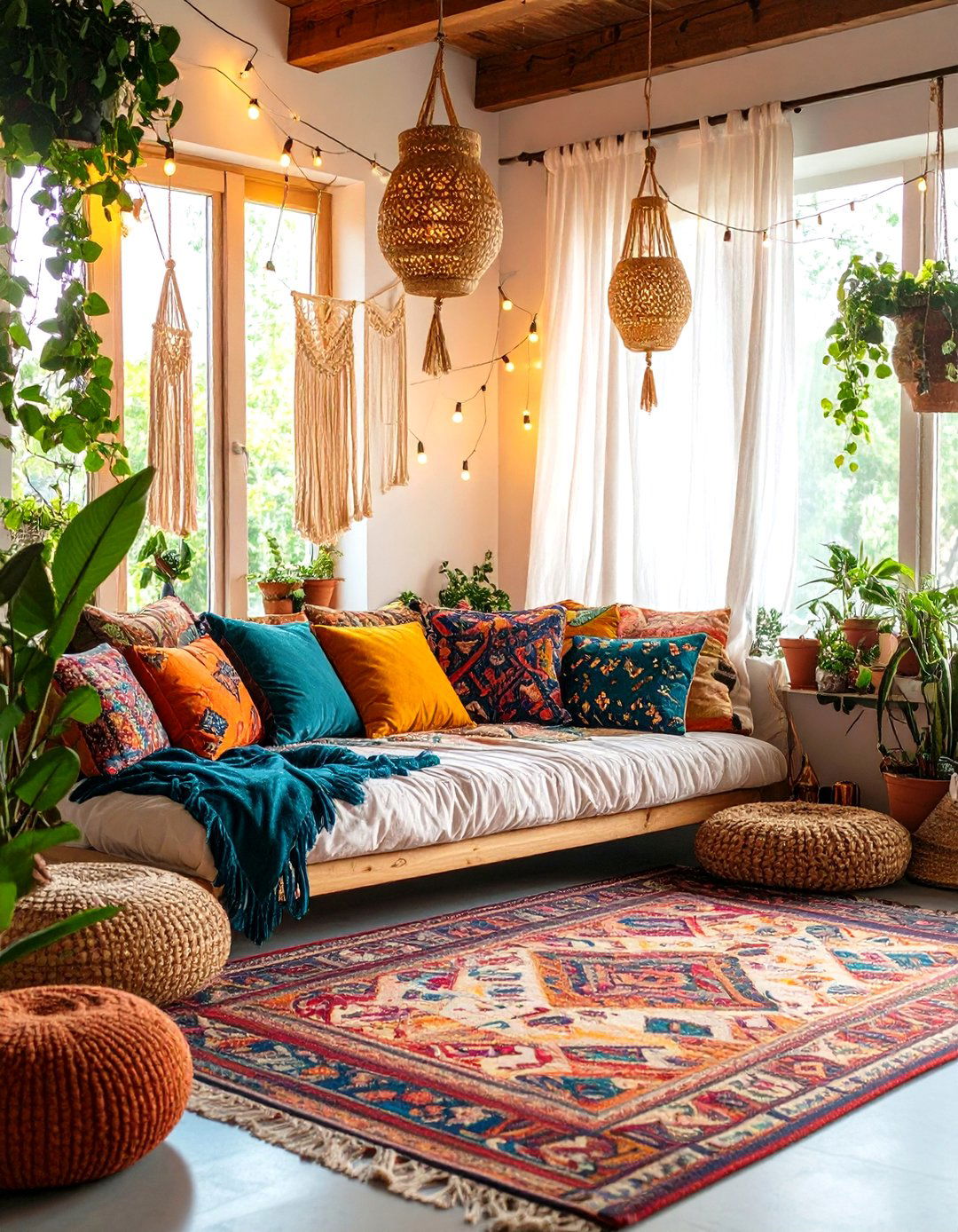 Bohemian Layered Textile Haven - 24 Window Seat Ideas