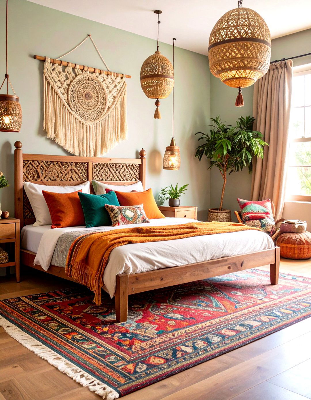 Bohemian Layered Texture Bedroom - 24 Dreamy Bedroom Design Ideas