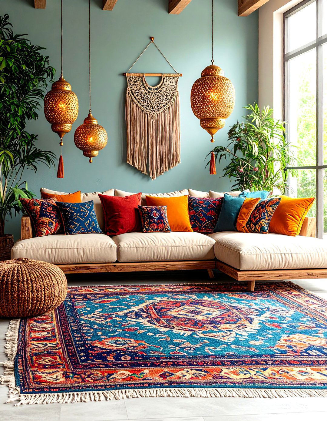 Bohemian Living Room with Layered Textiles and Patterns - 24 Cozy Living Room Ideas