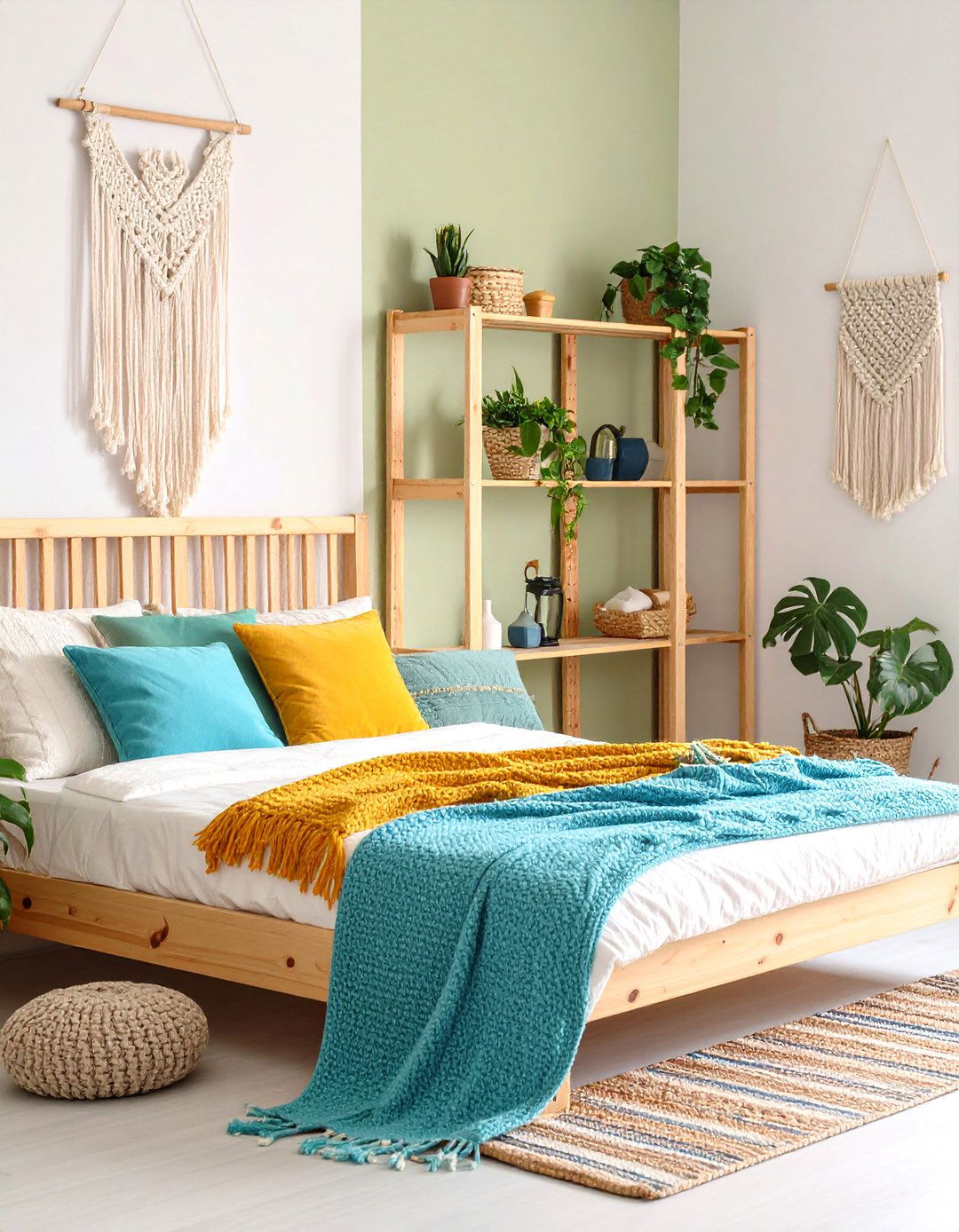 Bohemian Macrame Hanging Corner Shelves - 24 Corner Shelf Ideas