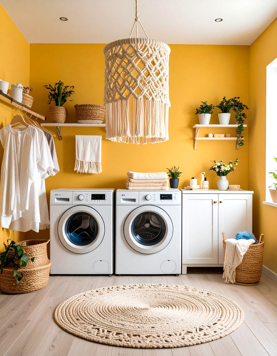 Bohemian Macrame Pendant Shades - 24 Laundry Room Lighting Ideas