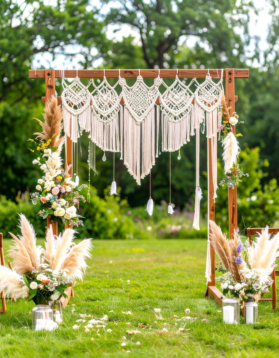Bohemian Macrame Wedding Arch - 24 Wedding Arch Ideas