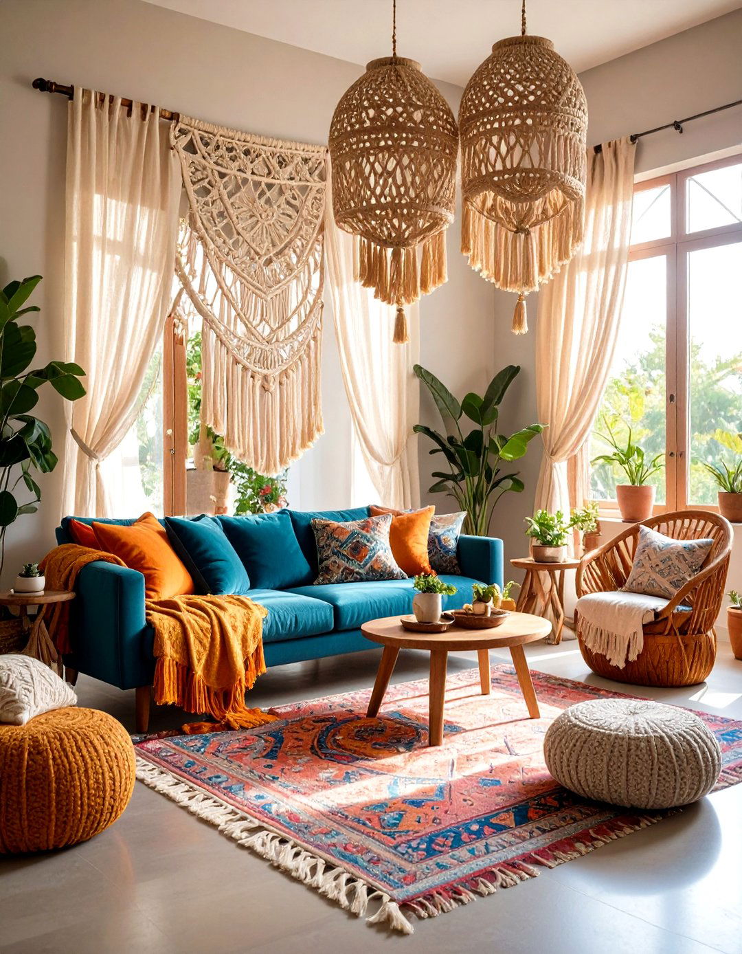Bohemian Macrame and Tassel Curtains - 24 Living Room Curtain Ideas