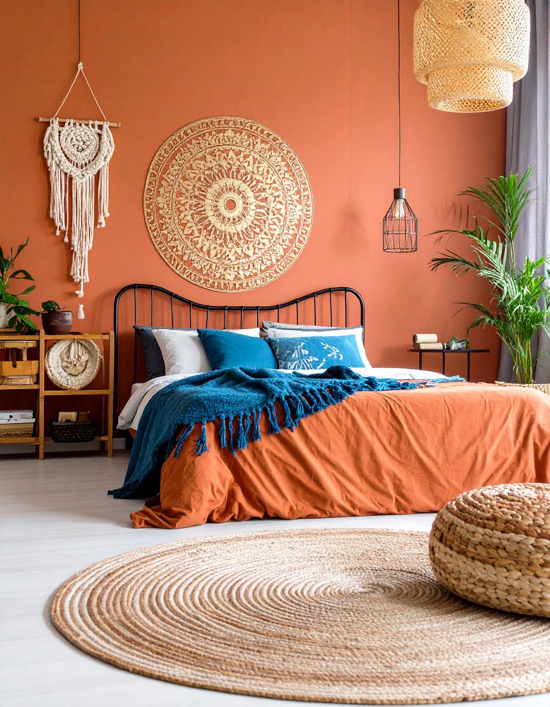 Bohemian Mandala Bedroom Wall Stencil Design - 24 Bedroom Wall Painting Ideas