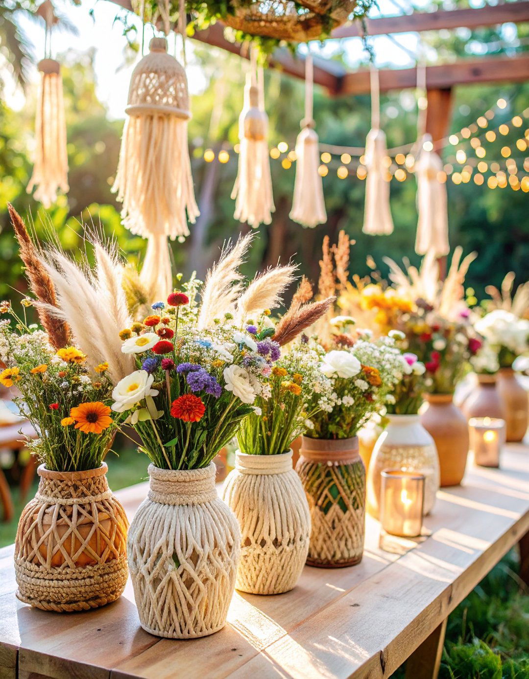 Bohemian Mixed Media Style - 24 Bud Vase Wedding Centerpiece Ideas