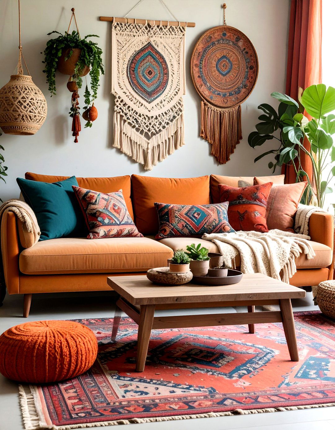 Bohemian Mixed Pattern Sofa Arrangement - 24 Mismatched Sofas in Living Room Ideas