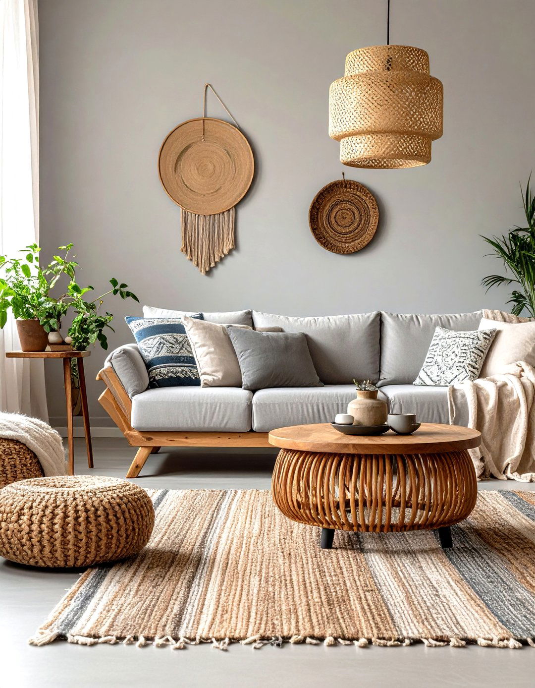 Bohemian Modern Living Space - 24 Living Room With Grey Walls and Black Trim
