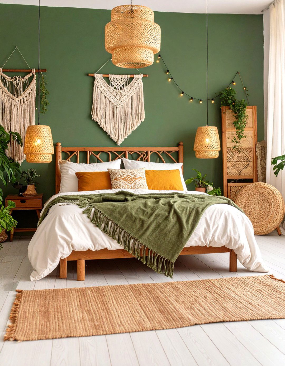 Bohemian Olive Green Bedroom Sanctuary - 24 Olive Green Bedroom Ideas