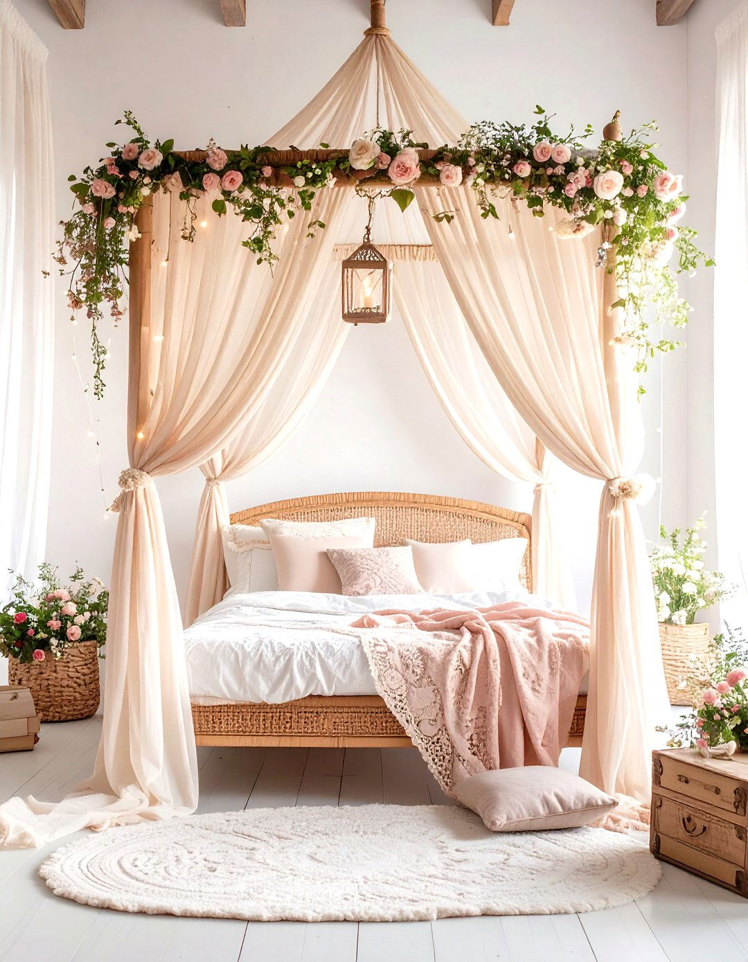 Bohemian Princess Rattan Canopy - 24 rattan bedroom furniture ideas