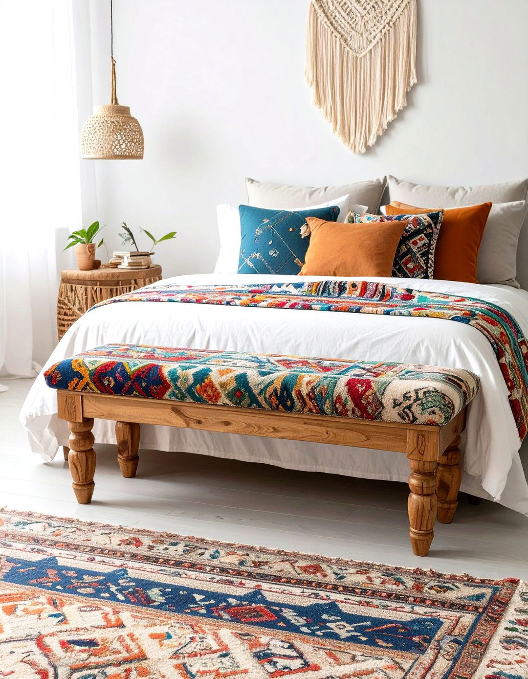 Bohemian Style Bedroom Bench - 24 Bedroom Bench Ideas