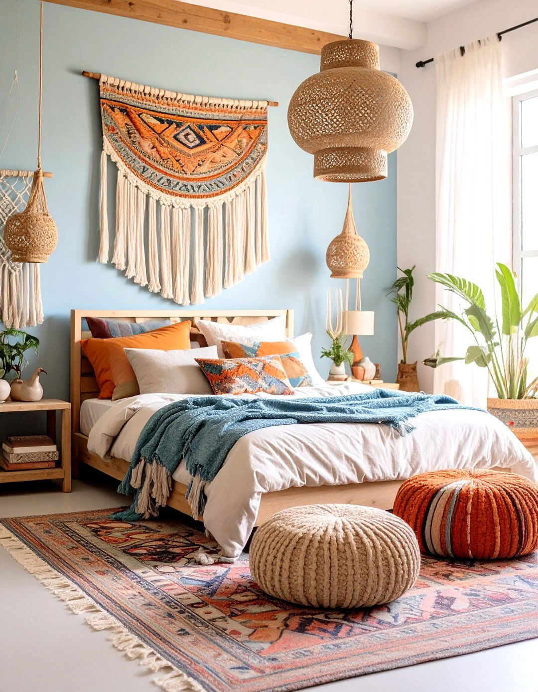 Bohemian Tapestry Bedroom Walls - 24 Housewarming Decoration Ideas