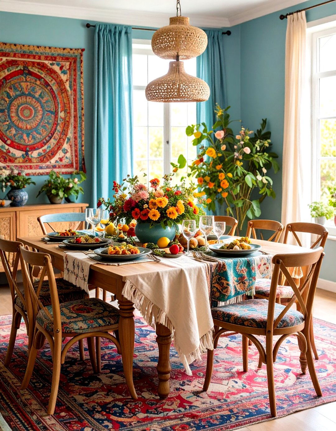 Bohemian Tapestry Styles - 24 Dining Room Curtain Ideas