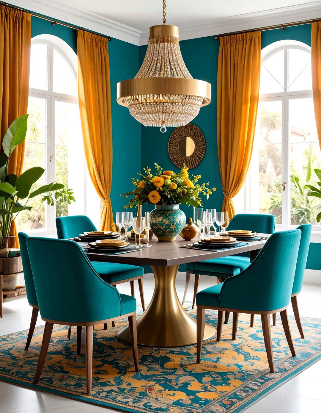 Bohemian Teal and Mustard Eclectic Mix - 24 Teal Dining Room Ideas
