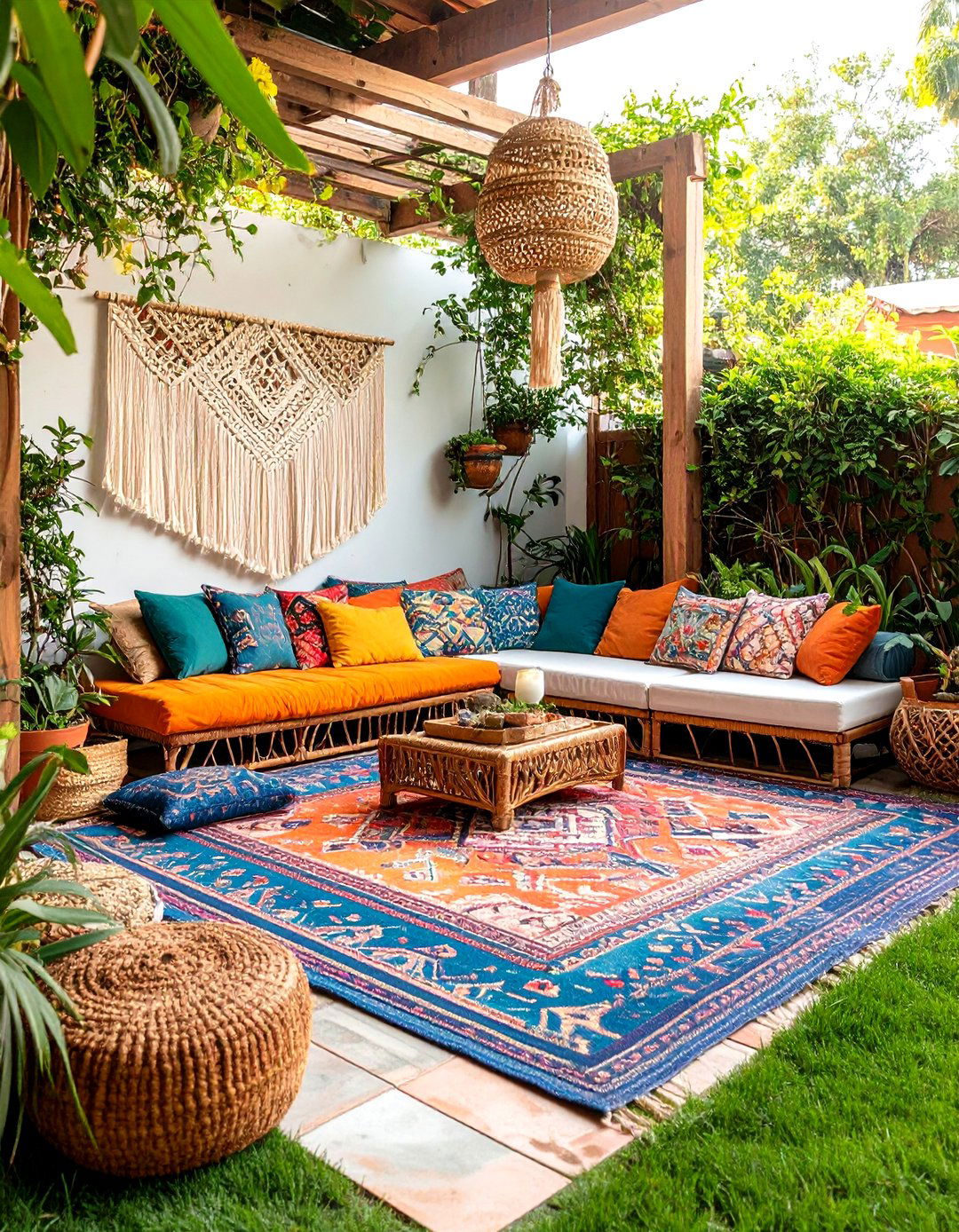 Bohemian Textile Patio - 24 Small Backyard Patio Ideas