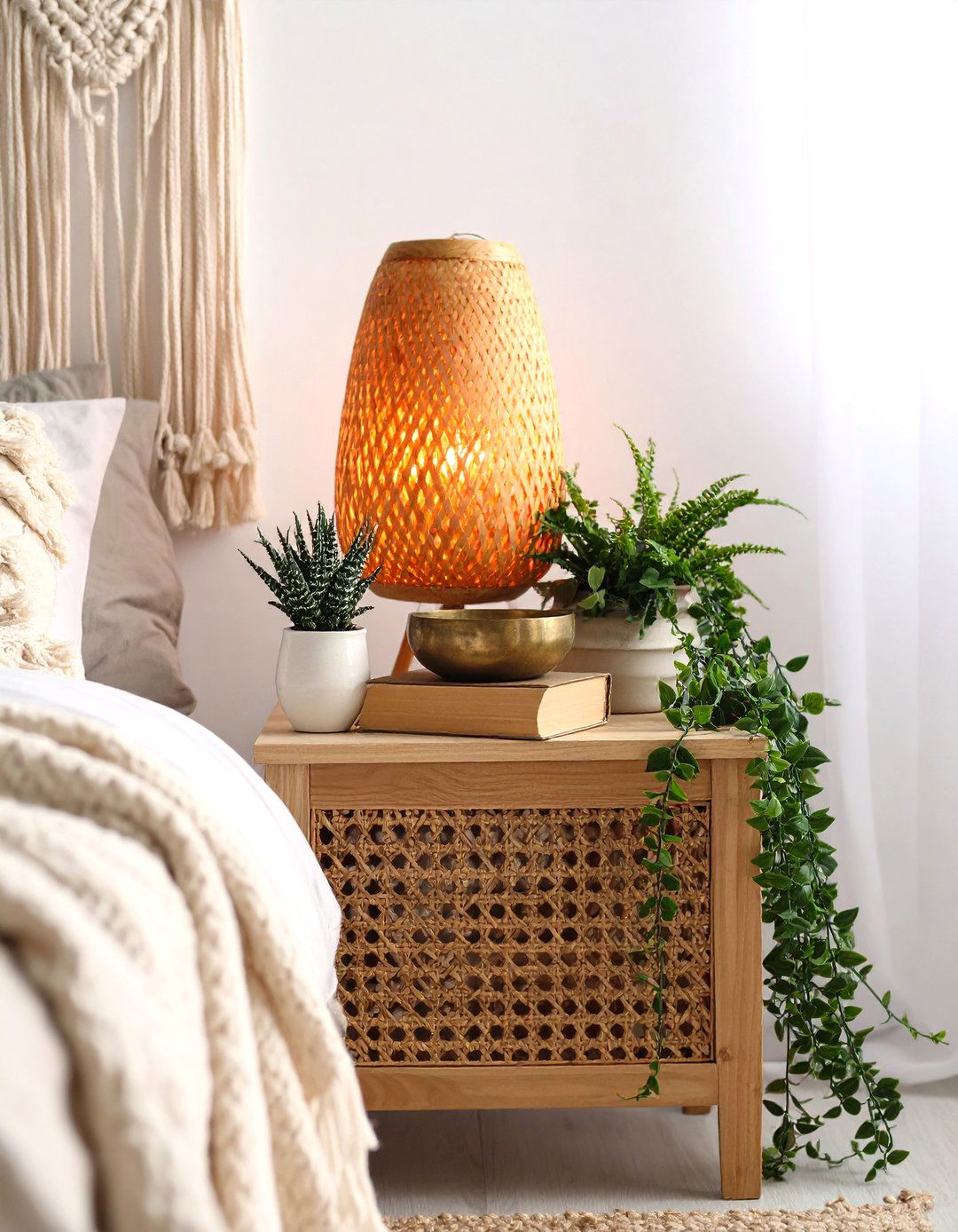 Bohemian Textural Tapestry - 24 Nightstand Decor Ideas