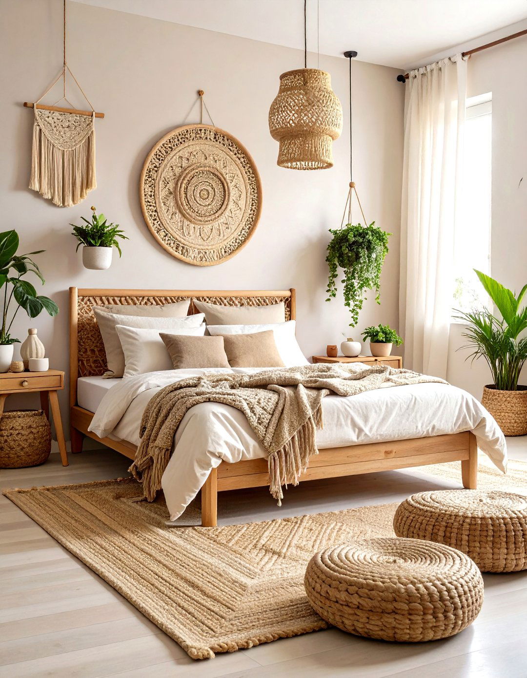 Bohemian Textured Beige Oasis - 24 Beige Bedroom Ideas
