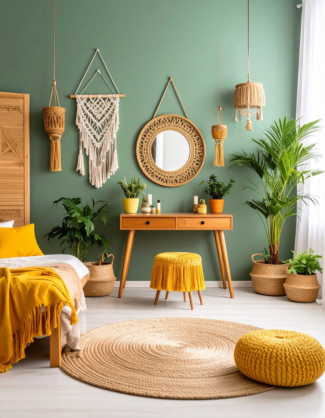 Bohemian Vanity with Natural Textures - 24 Makeup Vanity Ideas