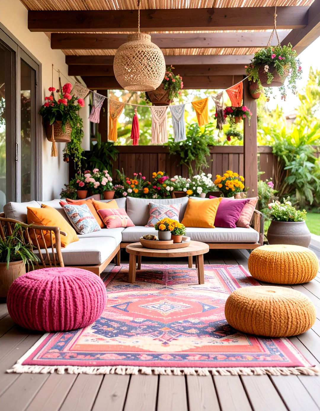 Bohemian Veranda with Layered Textiles - 24 Veranda Ideas