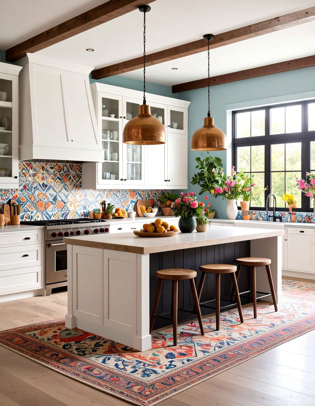 Bohemian White Kitchen Black Island Artistic - 24 white kitchen ideas with black island