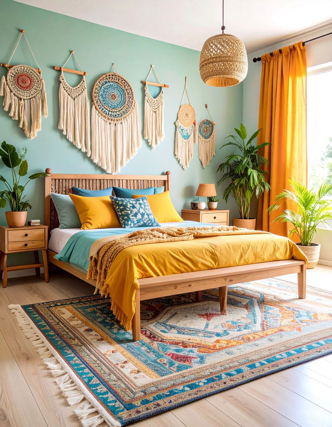Boho Bedroom Office with Macrame and Textiles - 24 Bedroom Office Ideas