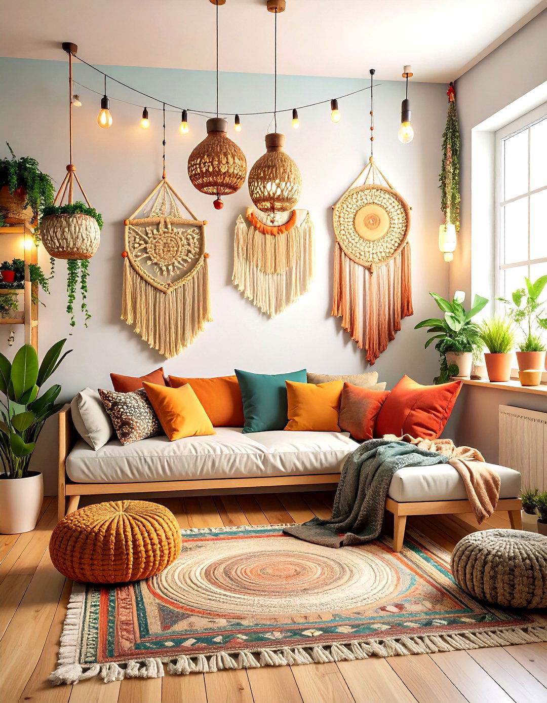 Boho Chic Haven with Natural Textures - 24 Dorm Room Decorating Ideas