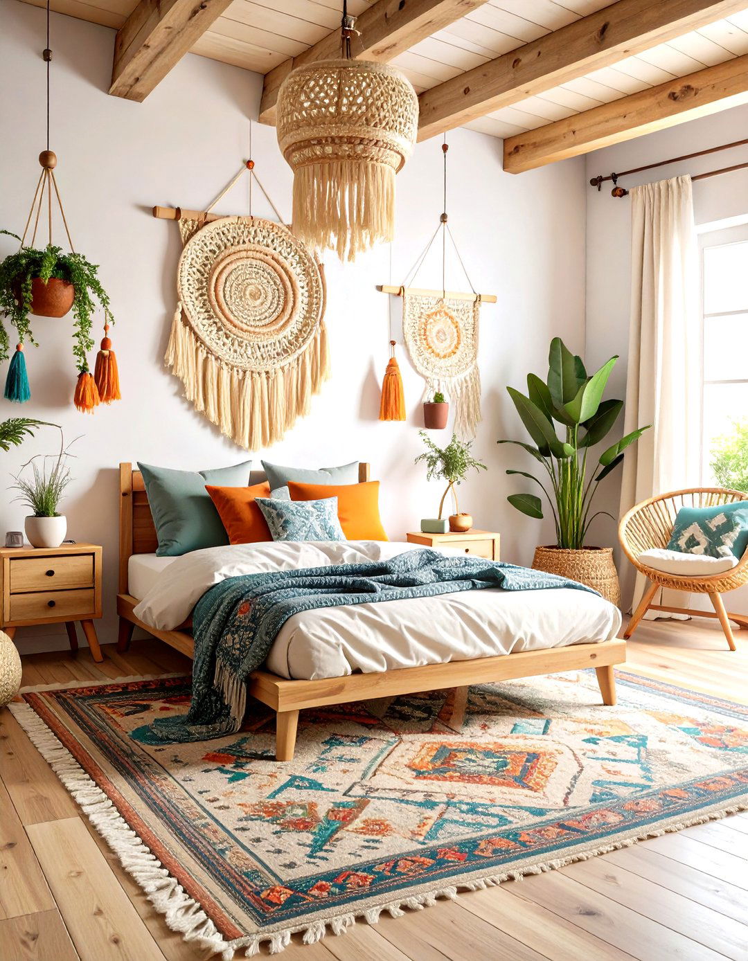 Boho Chic Teen Bedroom with Macrame Accents - 24 Teen Bedroom Ideas