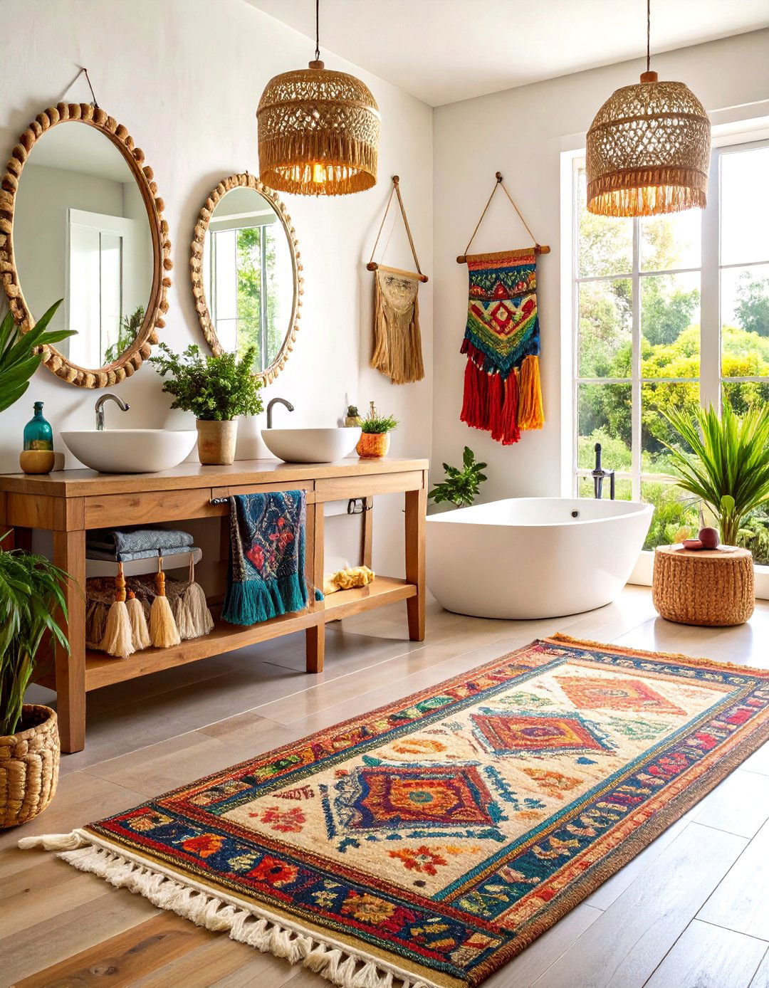 Boho Chic Textured Bathroom Rugs - 24 Bathroom Rug Ideas