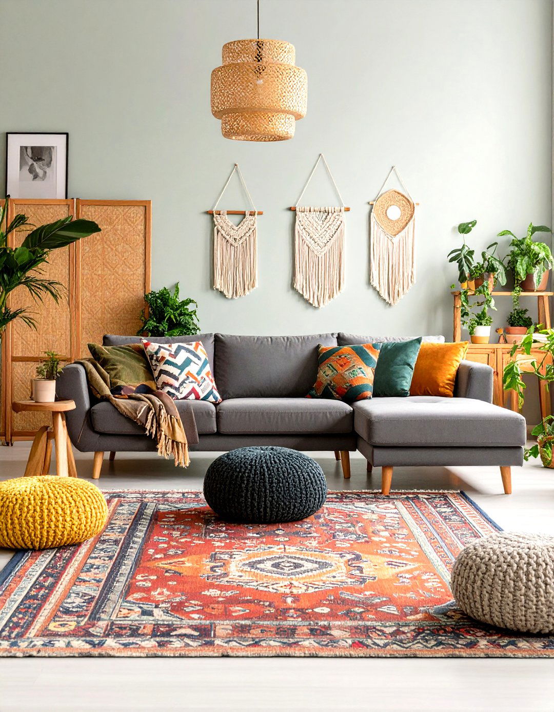 Boho Dark Grey Sectional Eclectic Style - 24 dark grey couch living room ideas