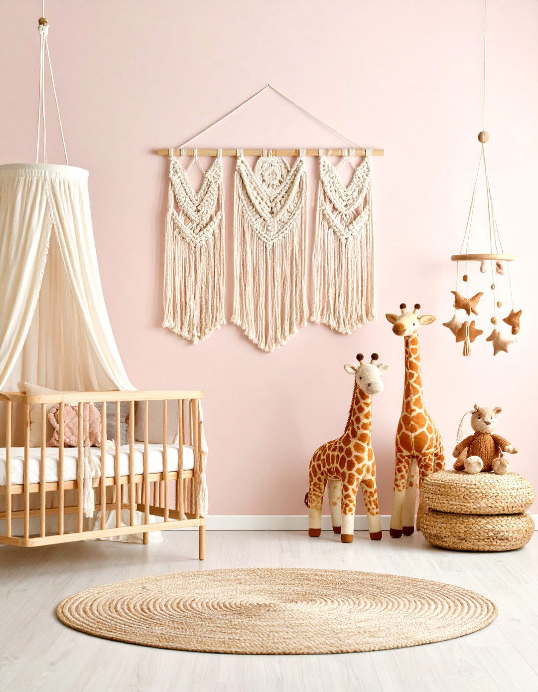 Boho Giraffe Nursery with Macrame Details - 24 Giraffe Nursery Ideas