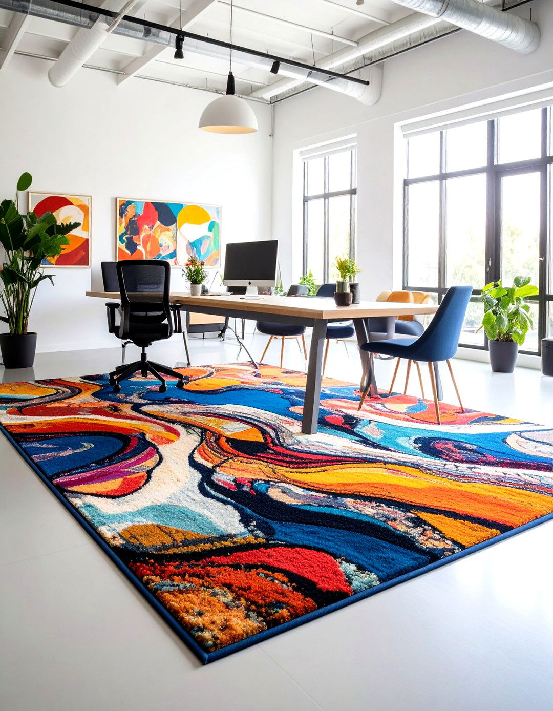 Bold Abstract Office Rugs - 24 Office Rug Ideas